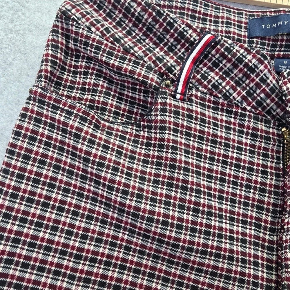 Tommy Hilfiger Womens Plaid Slim Ankle Pants Navy Red Cream Size 8 - Picture 6 of 12